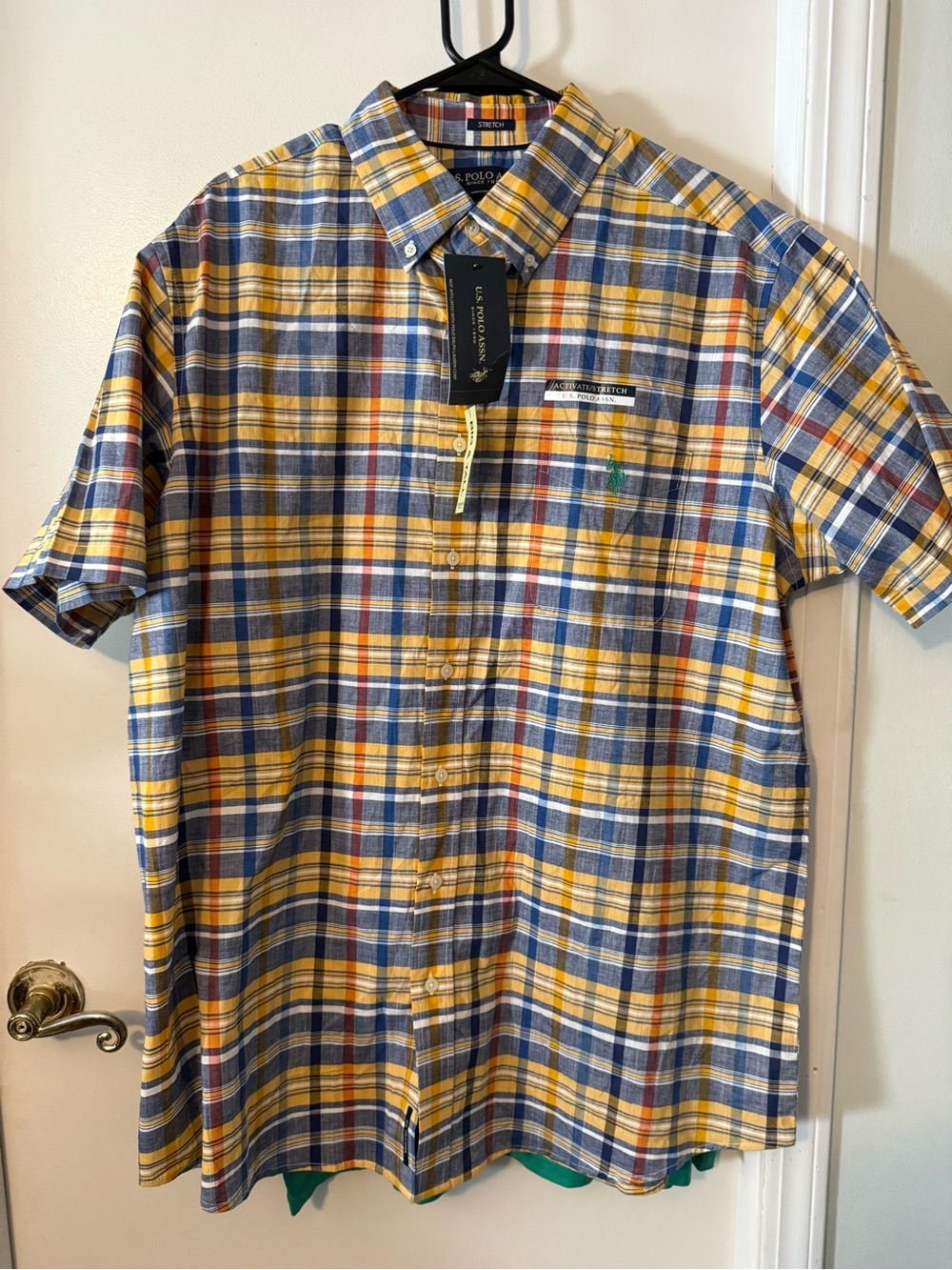 U.S. Polo Assn. Yellow, Blue & Red Plaid Short-Sleeve Button-Down Shirt